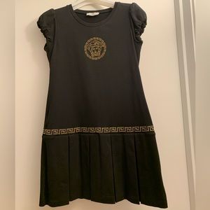 Young Versace Black Dress With Gold Rhinestones